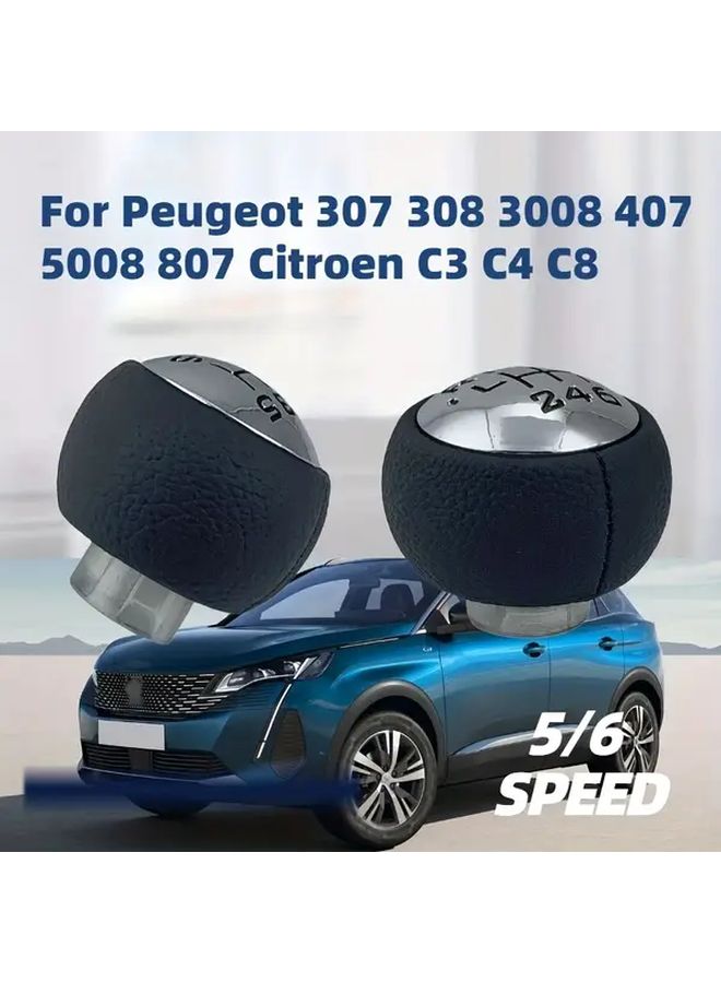 Black 6 Speed Manual Transmission Gear Shift Knob Replacement For Peugeot 307 308 3008 407 5008 807 Citroen C3 C4 C8 - Image 1
