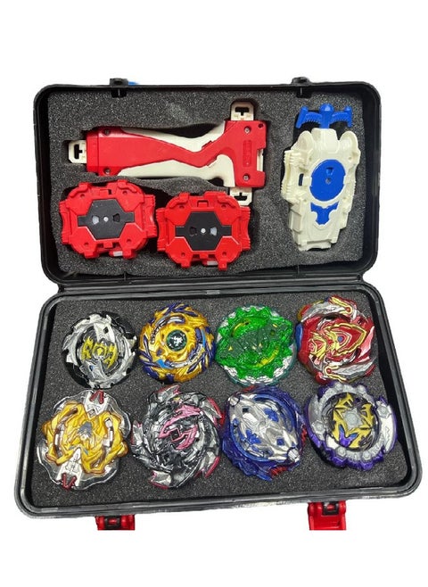 8 Piece Beyblade Burst Set With Launcher And Storage Box