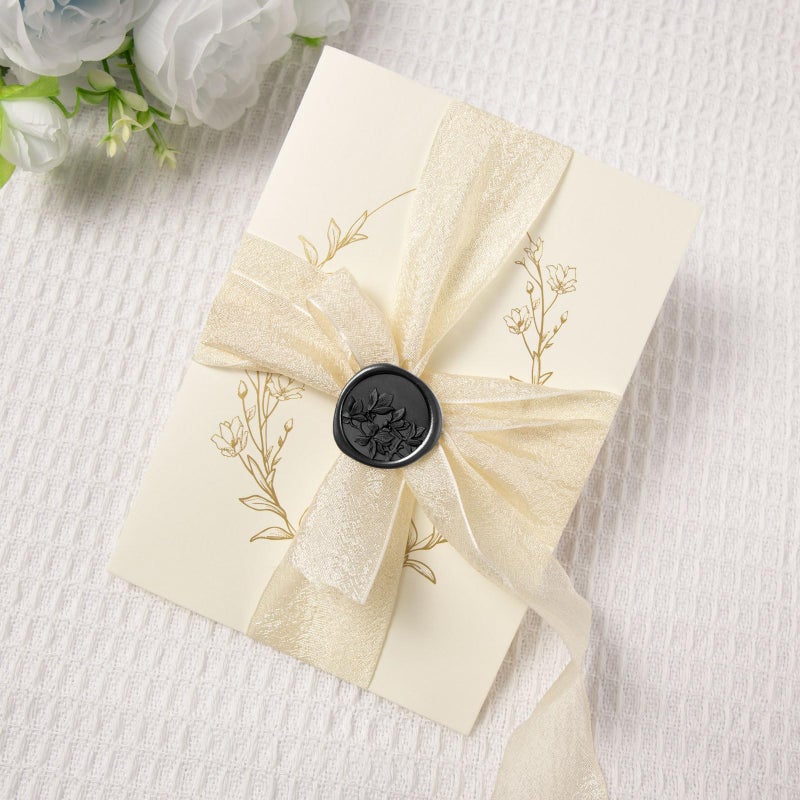 Pilloze 50Pcs Black Olive Branch Wax Seal Stickers, Self-Adhesive Black Wax Seal Stickers for Envelope or Wedding Invitation Good Adhesion and Easy to Use - Image 3