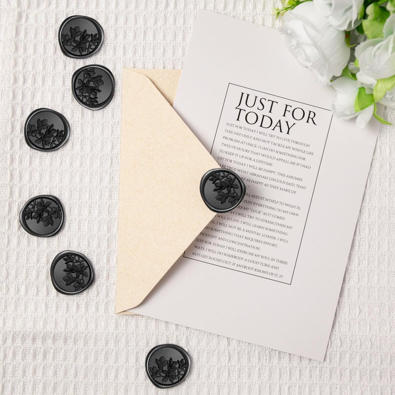 Pilloze 50Pcs Black Olive Branch Wax Seal Stickers, Self-Adhesive Black Wax Seal Stickers for Envelope or Wedding Invitation Good Adhesion and Easy to Use - Image 5