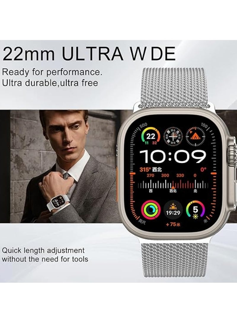 Milanese Mesh Loop Band Compatible with Apple Watch Ultra 1/2 49mm 46mm 45mm 44mm 42mm Men Women, Designer Parachute-Style Metal Buckle Adjustable Strap for iWatch SE Series 10 9 8 7 6 5 4 3 2 1 SE - Image 5