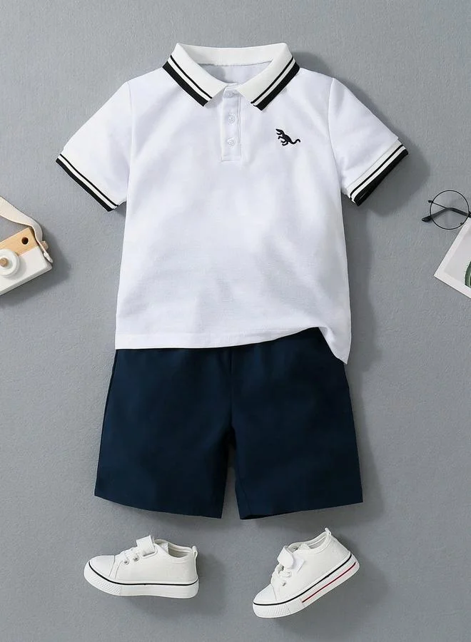 Take Two Take Two Boys Striped Tipping Polo and Shorts Set