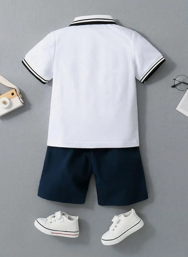 Take Two Take Two Boys Striped Tipping Polo and Shorts Set