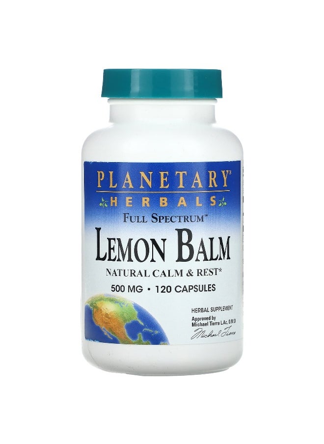 PLANETARY HERBALS Planetary Herbals, Full Spectrum™ Lemon Balm, 1,000 mg, 120 Capsules (500 mg per Capsule)  - Image 1