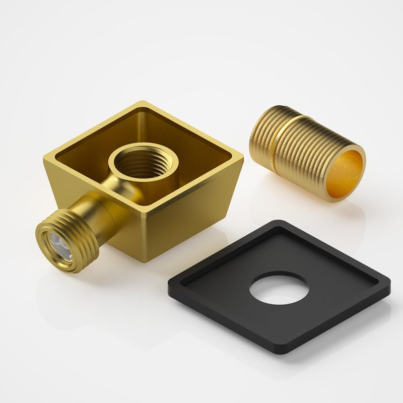 Lavatrum 100% Brass Wall Mounted Supply Elbow, Wall Elbow for Hand Shower, Solid Brass Wall Supply Elbow, Check Valve Included (Brushed Gold) - Image 2