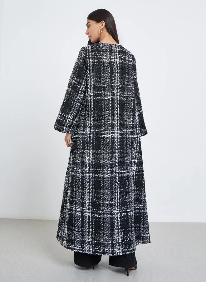 Amirah  Amirah Tweed Look Checked Winter Abaya for Women | Best Price UAE
