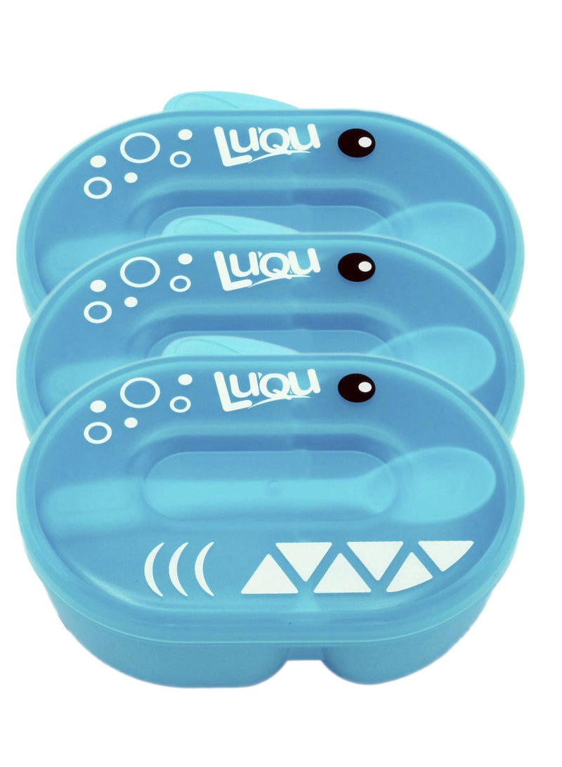 LuQu Feeding Bowl With Spoon-Blue -Pack of 3 - Image 1