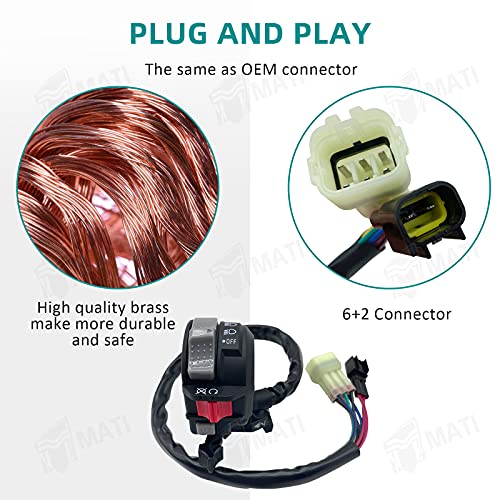 M MATI Left Handlebar Switch Control Engine Start Run Off Headlight for Yamaha YFM Big Bear 250/400 Grizzly 350/400/660 Kodiak 400/450 Wolverine 350/450 Raptor 350/660 Bruin 250/350 5LP-83973-01-00 - Image 4