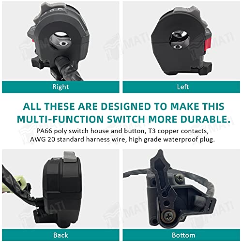 M MATI Left Handlebar Switch Control Engine Start Run Off Headlight for Yamaha YFM Big Bear 250/400 Grizzly 350/400/660 Kodiak 400/450 Wolverine 350/450 Raptor 350/660 Bruin 250/350 5LP-83973-01-00 - Image 5
