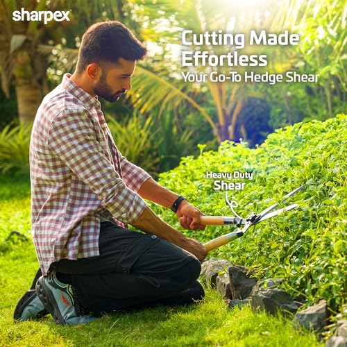 Sharpex Heavy Duty Hedge Shear with Sharp Blade, Spring Loaded Fuction and Comfortable Handle | Hedge Pruner Shear Grass Cutter for Outdoor Gardens (9 Inch Blade Hedge Shear) - Image 5