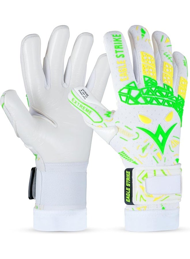 EAGLE STRIKE Soccer Goalie Gloves - Sizes 6 to 10, 4mm German Contact Grip Sticky Latex & Built-in Pro-Level Gloves Wrist Support - Image 1