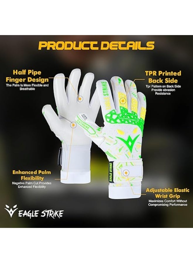 EAGLE STRIKE Soccer Goalie Gloves - Sizes 6 to 10, 4mm German Contact Grip Sticky Latex & Built-in Pro-Level Gloves Wrist Support - Image 2