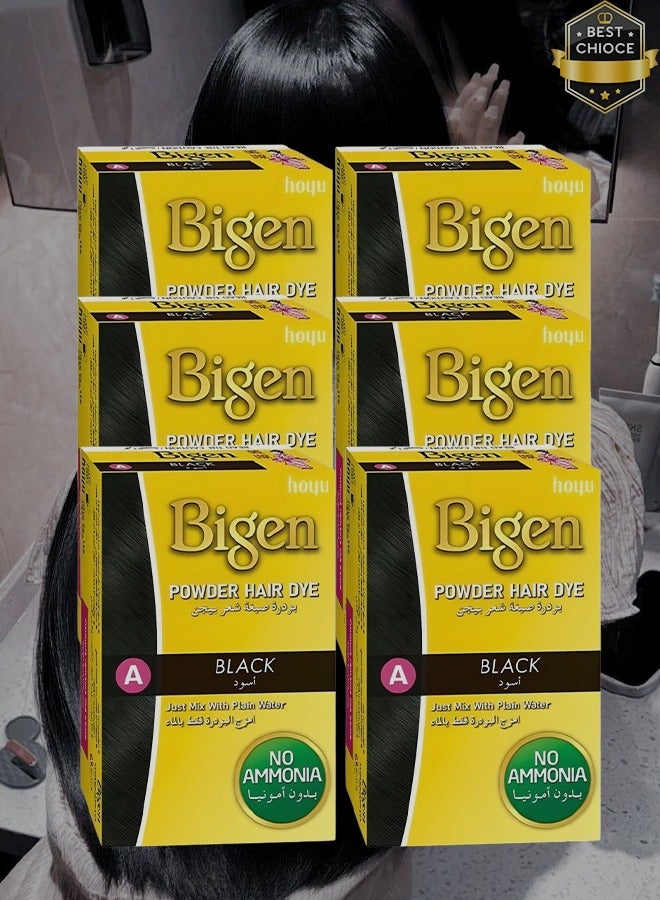 بايجن 6 قطع بودرة صبغة الشعر السوداء المختلطة بالماء العادي بدون أمونيا 6 جرام - Image 1