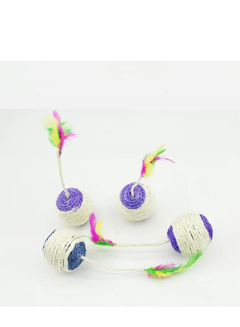 الثقة القط خدش الكرة لعبة تفاعلية للتدريب على لوازم الحيوانات الأليفة القط مضحك اللعب الريش لعبة القط الملحقات 4 قطعة - Image 1