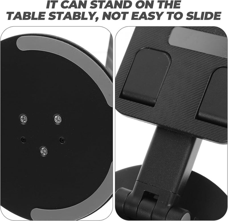 Metal Phone Stand Holder and Desktop Tablet Stand for Home and Office Use, Black Aluminum Alloy Portable Mobile Phone Holder Compatible with Smartphones and Tablets - Image 3