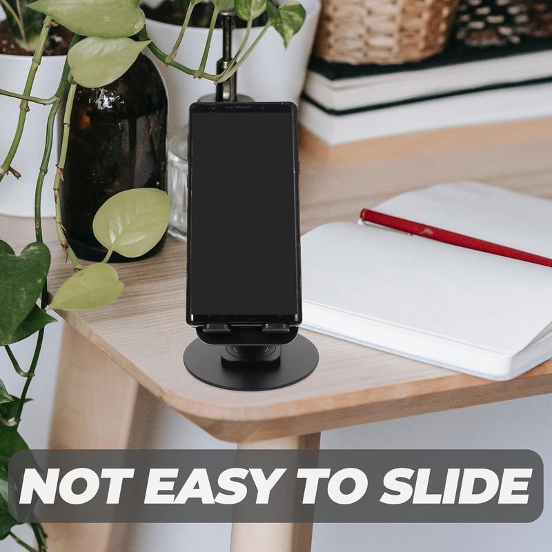 Metal Phone Stand Holder and Desktop Tablet Stand for Home and Office Use, Black Aluminum Alloy Portable Mobile Phone Holder Compatible with Smartphones and Tablets - Image 5