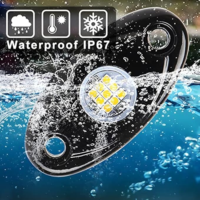 AICEL أضواء الصخور للشاحنات 4 كبسولات أضواء الصخور LED Ip67 مقاومة للماء مجموعات أضواء الصخور النيون لشاحنات بيك اب ATV الطرق الوعرة SUV عالية السطوع متعددة الوظائف إضاءة متوهجة تحت الضوء مصباح درب تهوية أصفر - Image 3