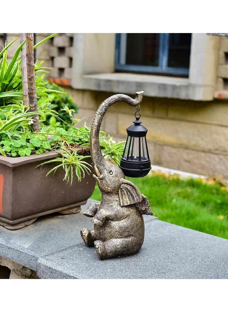 DubaiGallery Outdoor Sculpture Figurine Statue Elephant with Solar Powered LED Lights for Garden Patio Home & Office Decor Housewarming Gift Good Luck Gifts  - Image 3