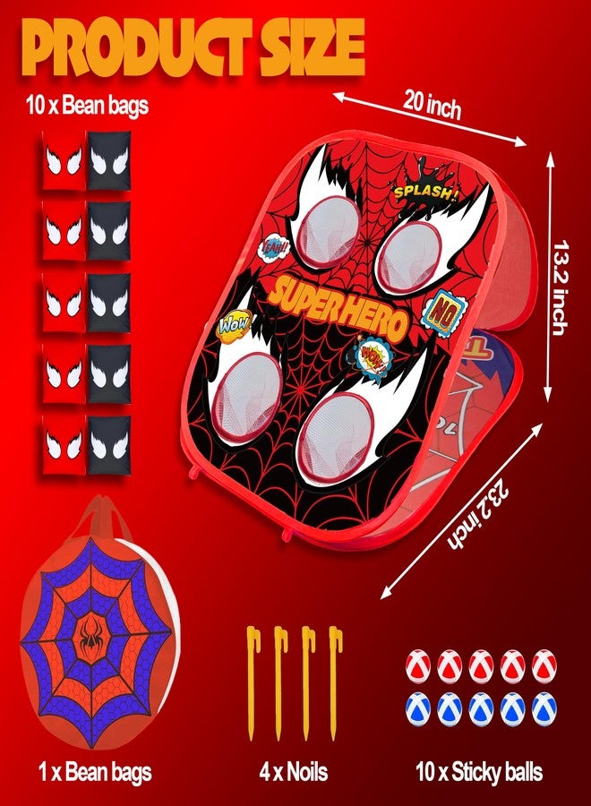 DOUBLE CC Spider Bean Bag Toss Game for Kids,5-Second Setup Cornhole Game,Spider Toys Gifts for 3 4 5 6 7 8 9 10,Party Outside Activities Carnival Games for Kids,Gift for Boy Girl Birthday or Christmas - Image 2