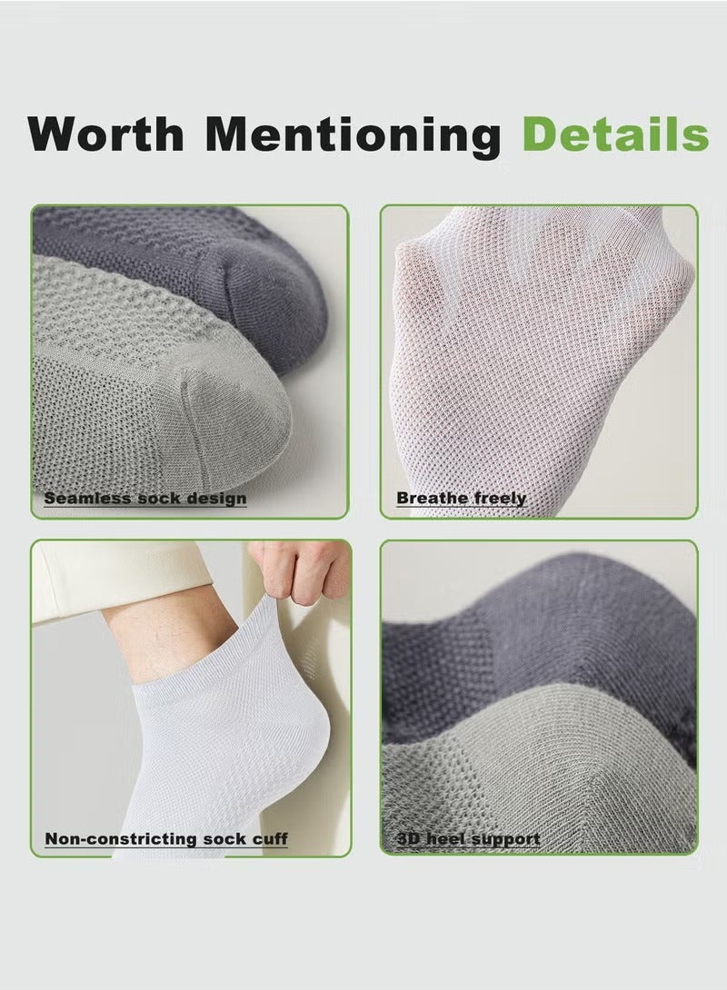 infino Men's Breathable Mesh Cotton Ankle Socks - 5 Pairs, Lightweight and Comfortable for Spring, Summer, and Fall - Image 5