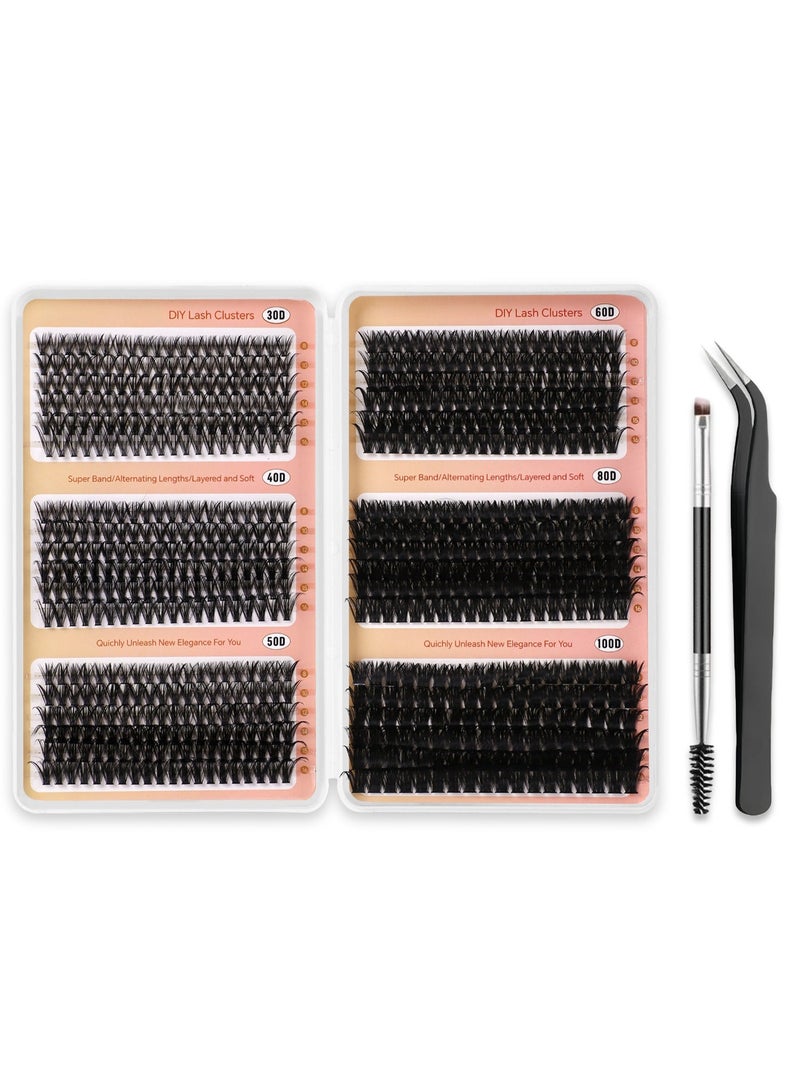 Eyelash Clusters 30D+ 40D+ 50D+ 60D+ 80D+ 100D Lash Clusters Wispy Individual Lashes 708PCS D-curly Lash Extension 8-16MM Natural Lashes Clusters DIY Cluster Eyelash Extensions for Beginners - Image 1