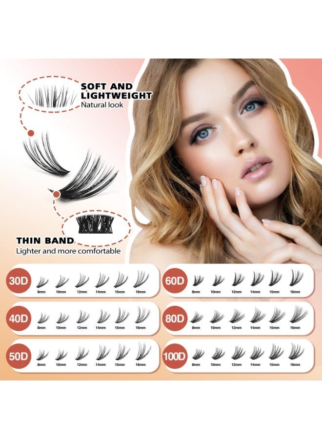 Eyelash Clusters 30D+ 40D+ 50D+ 60D+ 80D+ 100D Lash Clusters Wispy Individual Lashes 708PCS D-curly Lash Extension 8-16MM Natural Lashes Clusters DIY Cluster Eyelash Extensions for Beginners - Image 4
