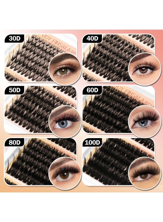 Eyelash Clusters 30D+ 40D+ 50D+ 60D+ 80D+ 100D Lash Clusters Wispy Individual Lashes 708PCS D-curly Lash Extension 8-16MM Natural Lashes Clusters DIY Cluster Eyelash Extensions for Beginners - Image 3