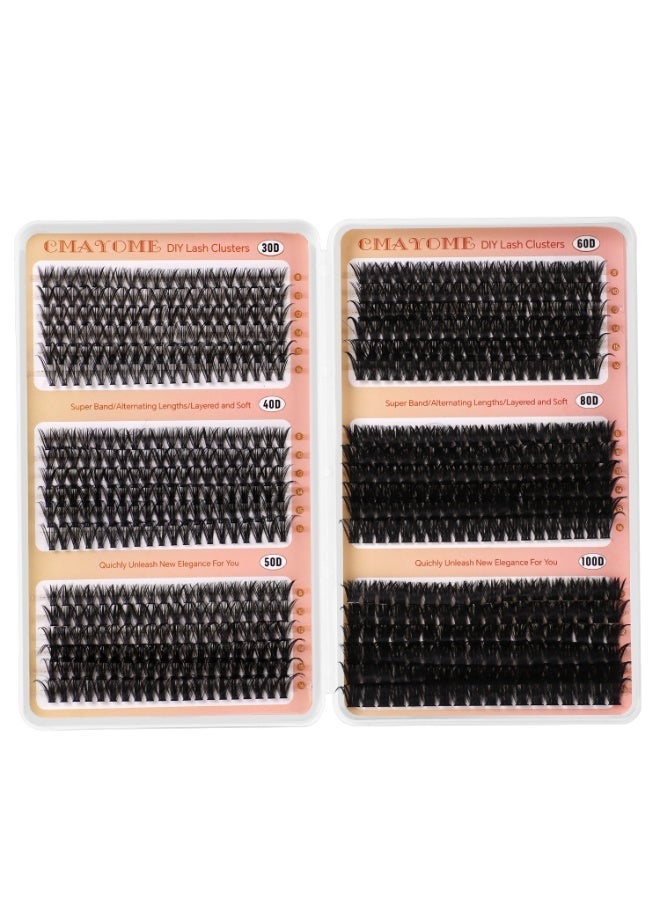 Eyelash Clusters 30D+ 40D+ 50D+ 60D+ 80D+ 100D Lash Clusters Wispy Individual Lashes 708PCS D-curly Lash Extension 8-16MM Natural Lashes Clusters DIY Cluster Eyelash Extensions for Beginners - Image 2