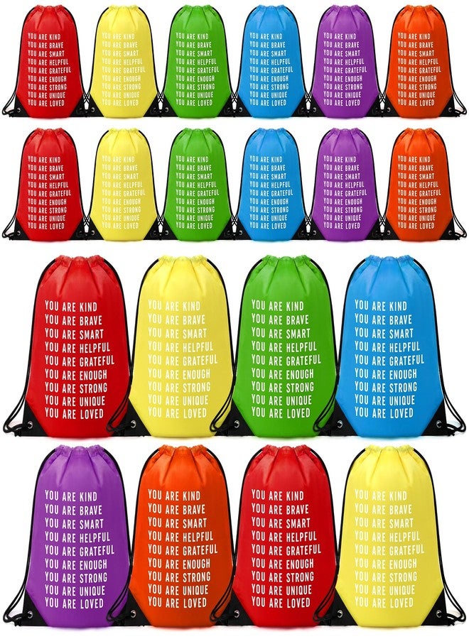 Qunclay 24 Pcs End of Year Drawstring Bags Inspirational Gift Goodie Bags 12*10 Inches Waterproof Backpack for Students Prizes Summer Birthday Outdoor Activity Graduation School Party Favors - Image 1