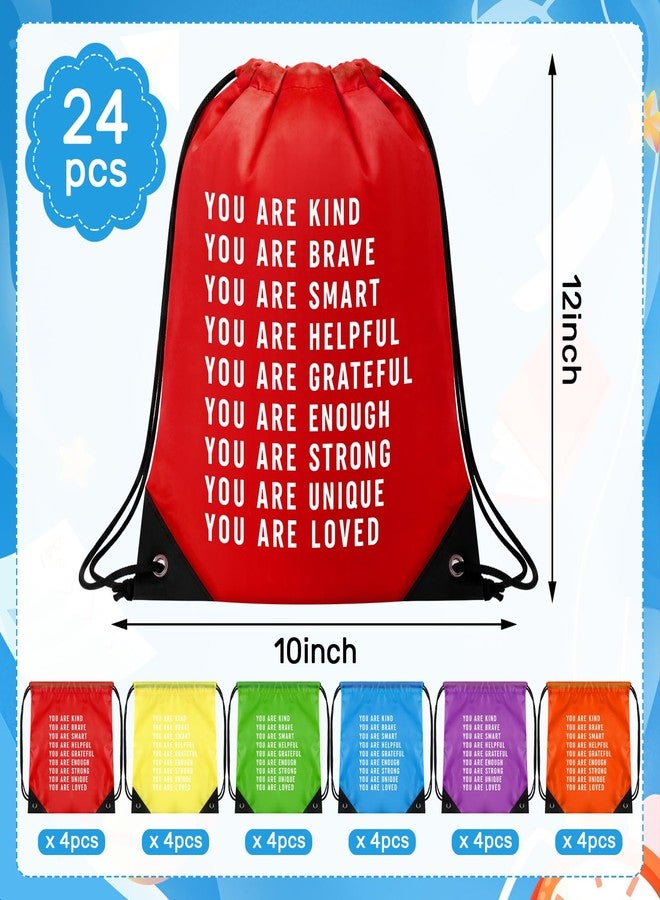 Qunclay 24 Pcs End of Year Drawstring Bags Inspirational Gift Goodie Bags 12*10 Inches Waterproof Backpack for Students Prizes Summer Birthday Outdoor Activity Graduation School Party Favors - Image 2