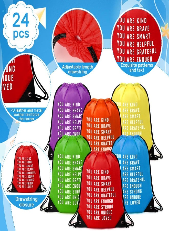 Qunclay 24 Pcs End of Year Drawstring Bags Inspirational Gift Goodie Bags 12*10 Inches Waterproof Backpack for Students Prizes Summer Birthday Outdoor Activity Graduation School Party Favors - Image 3