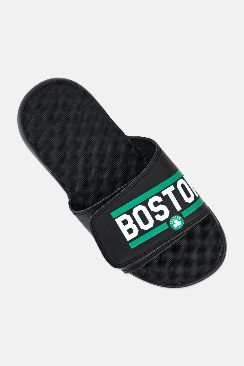 ISlide Men Boston Celtics Bar Logo Slip On Slides, Black - Image 4