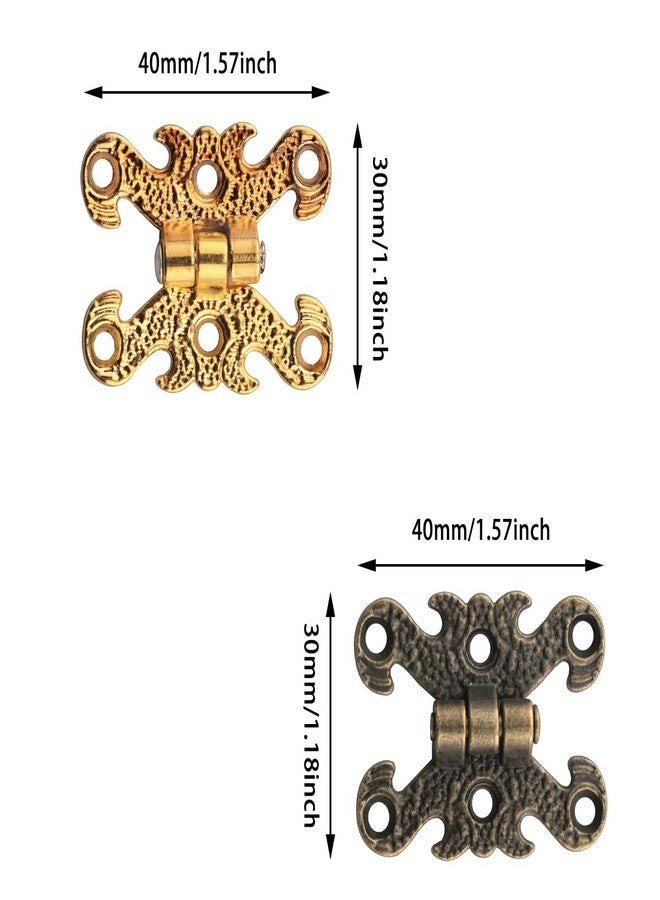 JianLing 10pcs Antique Mini Decorative Folding Hinge Wooden Box Home Decor Hinge European Retro Mini Folding Wooden Case Gift Box Accessories for Jewelry Box Toolbox Cabinet Gold Ancient Bronze - Image 2