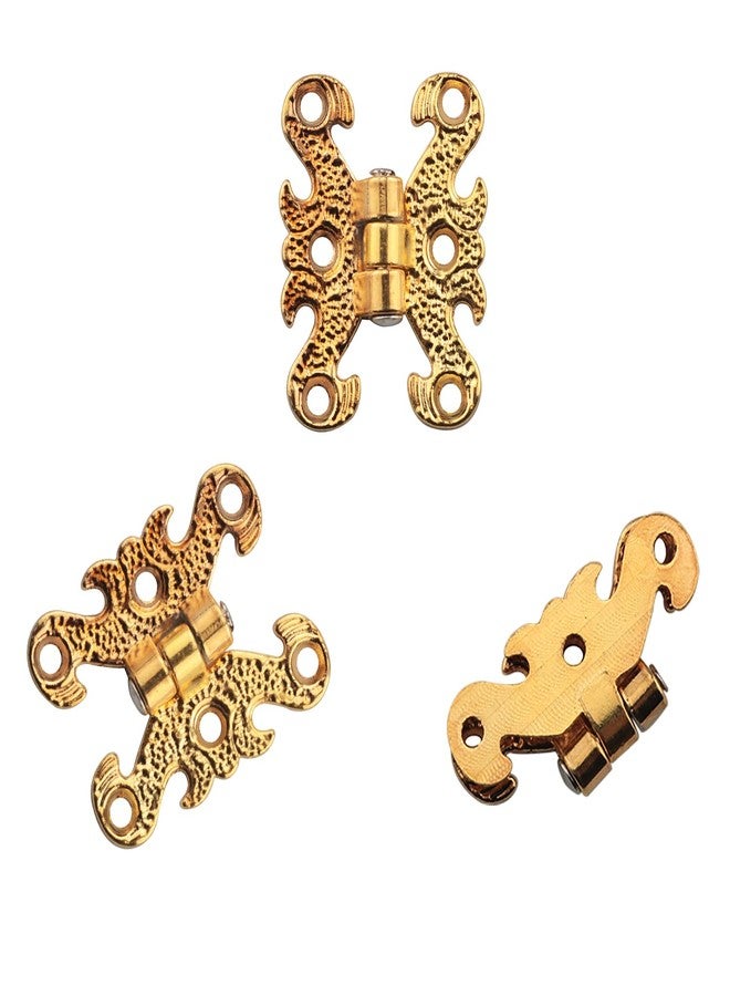 JianLing 10pcs Antique Mini Decorative Folding Hinge Wooden Box Home Decor Hinge European Retro Mini Folding Wooden Case Gift Box Accessories for Jewelry Box Toolbox Cabinet Gold Ancient Bronze - Image 3