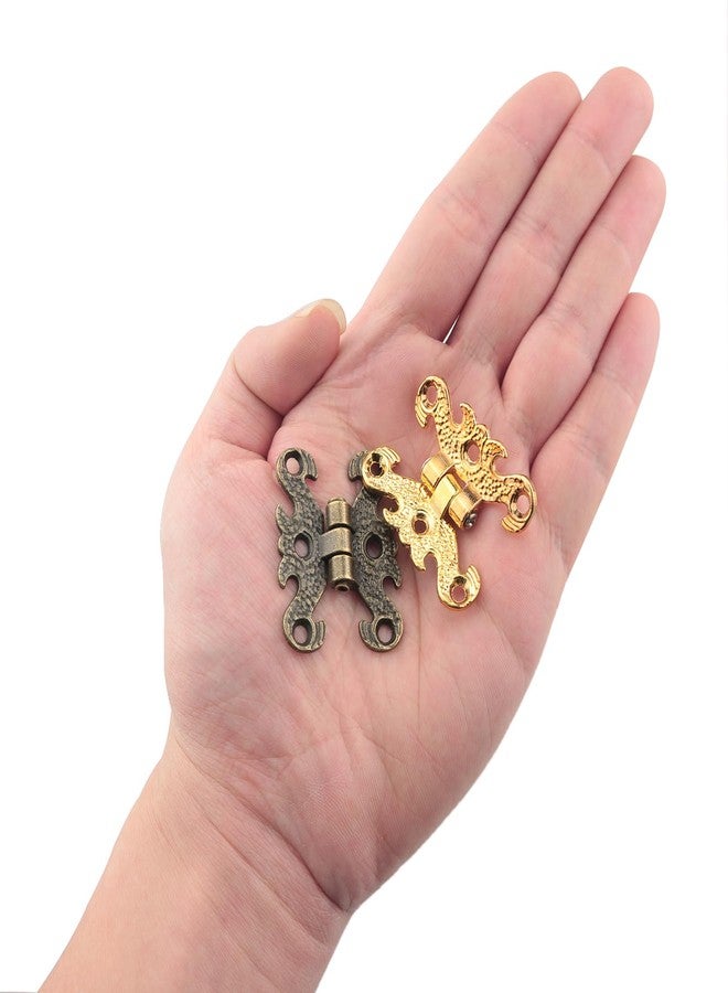 JianLing 10pcs Antique Mini Decorative Folding Hinge Wooden Box Home Decor Hinge European Retro Mini Folding Wooden Case Gift Box Accessories for Jewelry Box Toolbox Cabinet Gold Ancient Bronze - Image 5