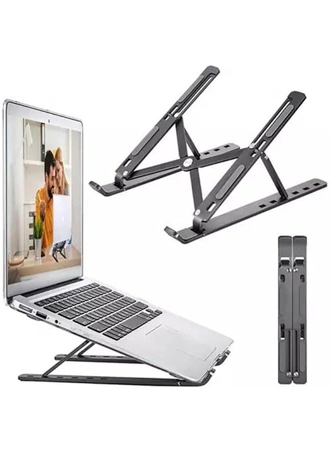 Generic Laptop Stand for Desk, Adjustable Laptop Riser ABS+Silicone Foldable Portable Laptop Holder  - Image 1