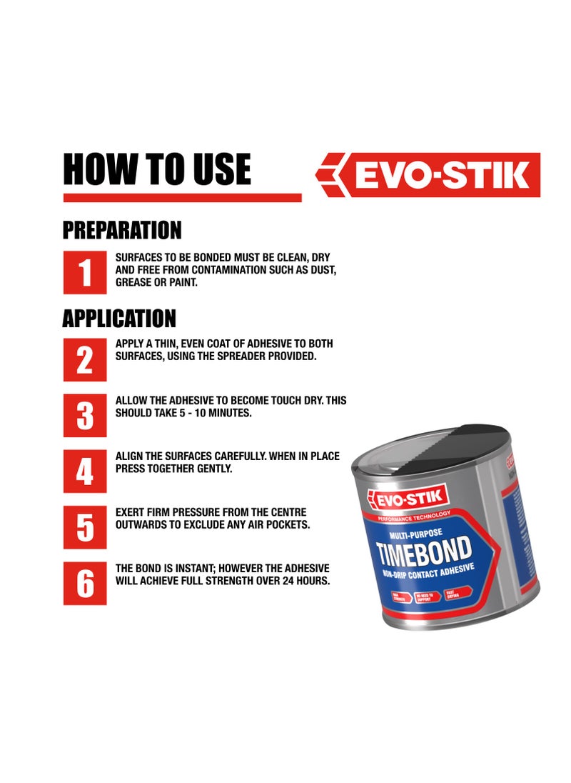 Bostik - Timebond Contact Adhesive, High-Strength, Non-Drip, Multipurpose, 250ml - Image 1