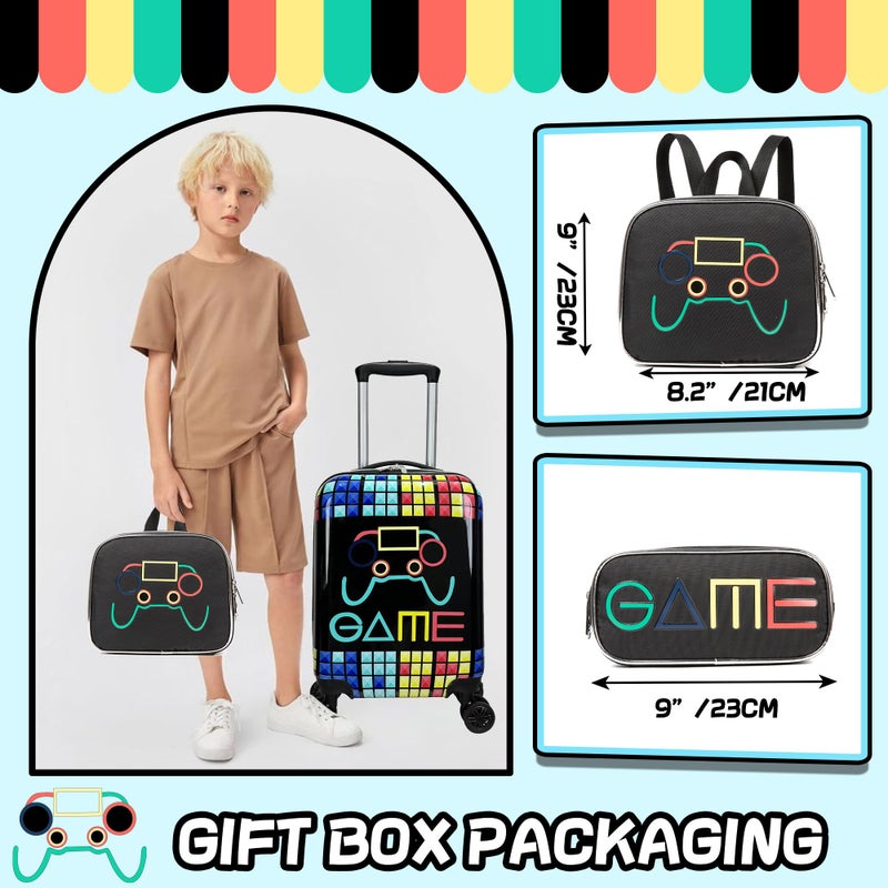 Inprof Kidâ€™s Luggage Set 5 Piece Suitcase Set 16â€™â€™ Hardside Luggage with Spinner Wheels Girls Boys Carry on Luggage Travel Rolling Luggage Airline Approved - Image 4