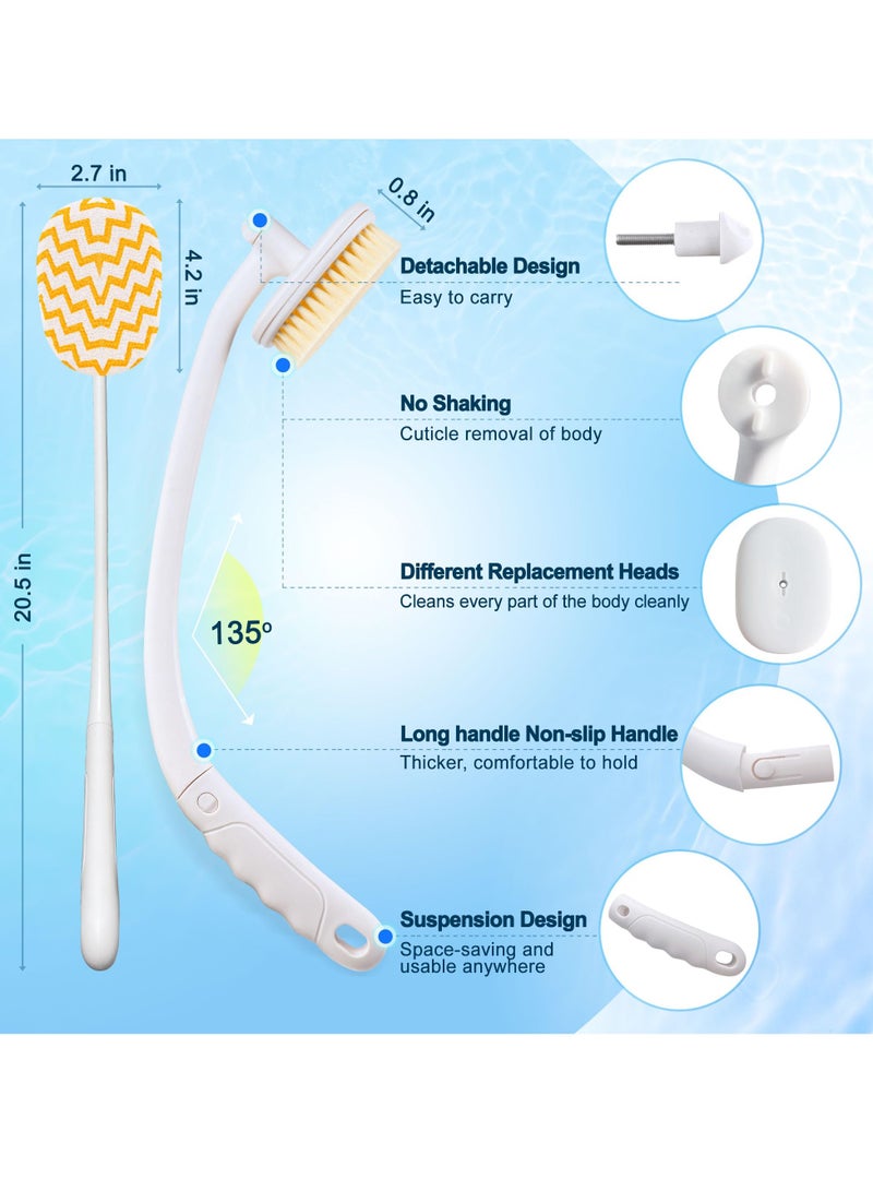 Excefore Shower Brush For Body 20.5” Long Handle Back Scrubber For Shower With 3 Piece Replace Head Exfoliation And Improved Skin Health Suitable For Women Men Elderly  - Image 2
