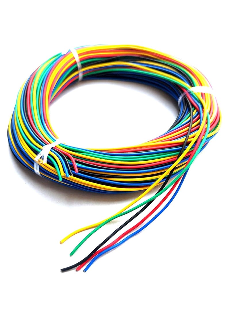 Wizzo Wizzo 25 Meters 1436 Multi Colour DC Wire Cable For Multipurpose Use DIY Electronics Works Science Projects 5 Meters Each Red Green Blue Yellow Black  - Image 1