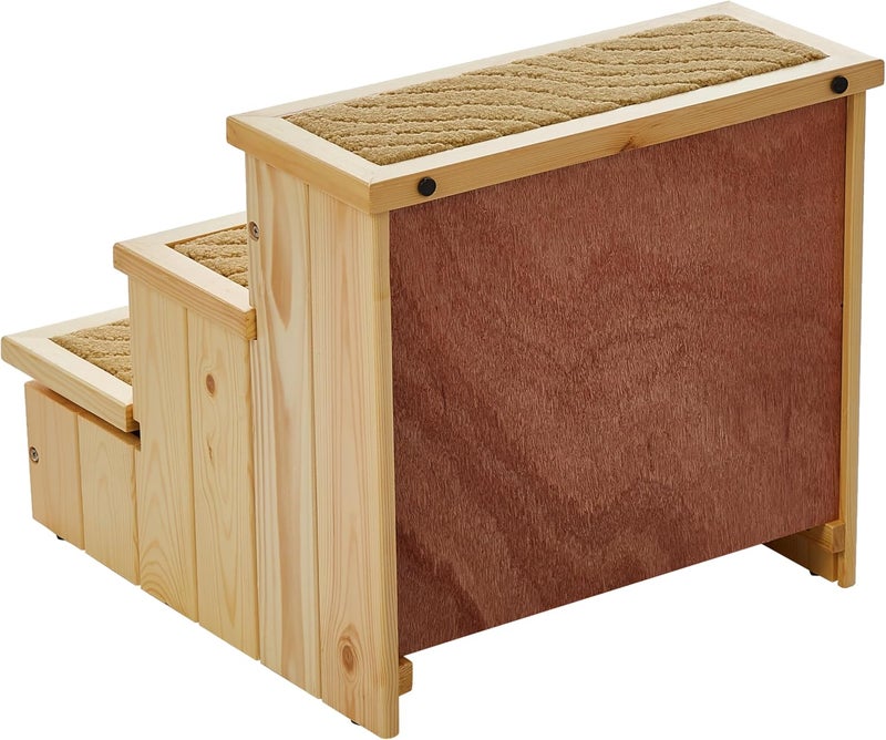 Trixie سلم كلاب خشبي من TRIXIE مع سجادة غير قابلة للانزلاق 3 خطوات للكلاب للأسرة والأرائك مع مساحة تخزين إضافية باللون الطبيعي - Image 2