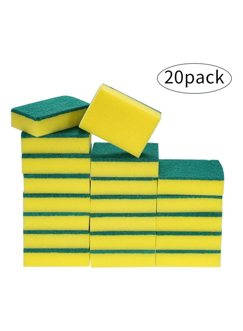 AMM 20pcs Multi-purpose Double-faced Sponge Scouring Pads Dish Washing Scrub Sponge Stains Removing Cleaning Scrubber Brush for Kitchen Garage Bathroom - Image 1