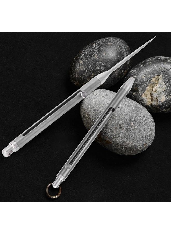 Thoraya Portable Titanium Alloy Telescopic Toothpick Case Holder for Camping Hiking Picnic Self Defense(silver )  - Image 4