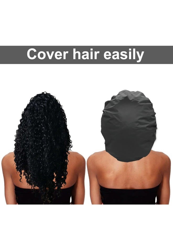 ELEBOX 2 Pack Premium Collection Super Jumbo Shower Cap Extra Large Shower Caps for Braids Shower Bonnets Women Waterproof Hair Caps for Spa Salon Shower Hat (X-Large, Black,Blue) - Image 2