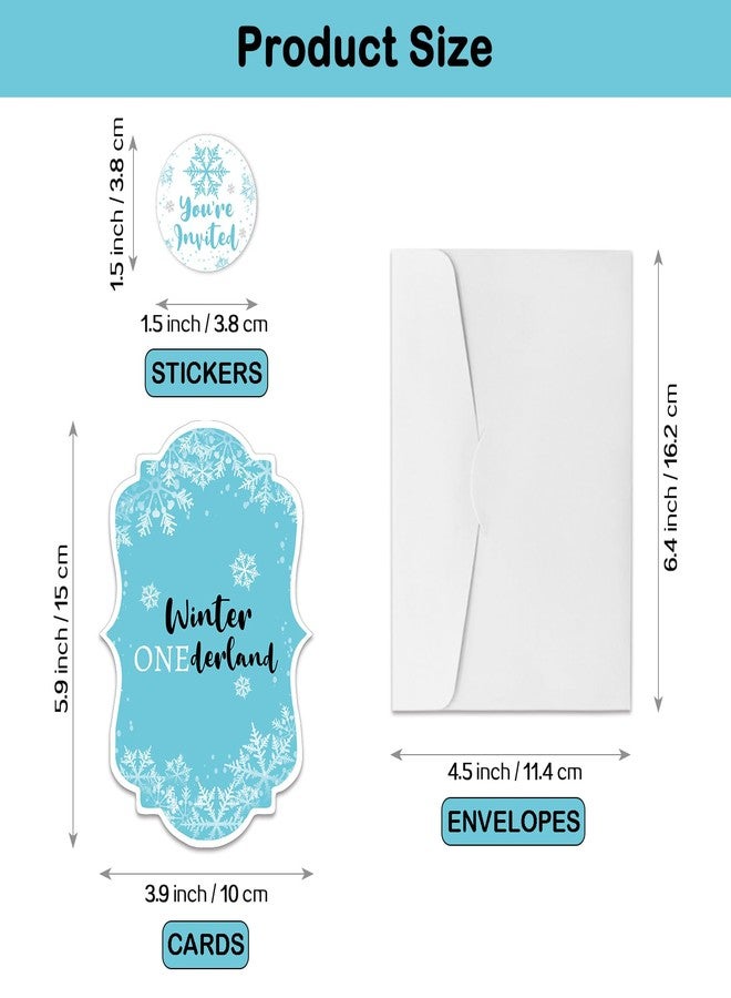 REWIDPARTY Winter Onederland Party Invitations with Envelopes & Stickers（Set of 15） Blue Snowflake Shaped Fill-in Invitations Boy 1st Birthday Party Invites Winter Wonderland Holiday Party Supplies - Image 3