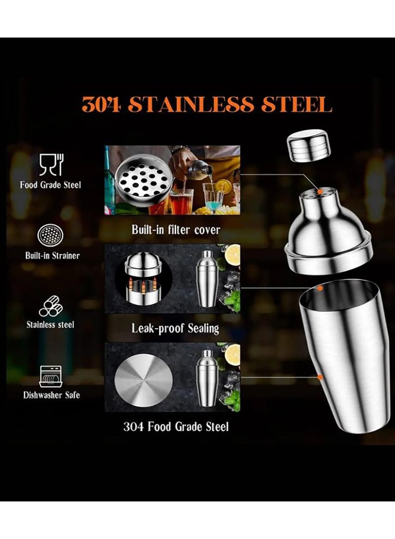 Cocktail Shaker Set  23-Piece Stainless Steel Bartender Kit with Acrylic Stand Cocktail Recipes Booklet Professional Bar Tools for Drink Mixing, Home, Bar, Party