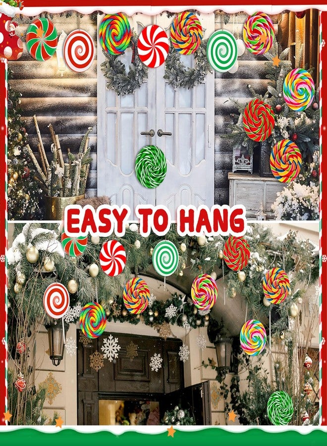 Soaoo 36 Pcs 7.9 Inch Peppermint Candy Christmas Outdoor Decorations Large Hanging Christmas Ornaments Double Sided Xmas Plastic Decor for Xmas Tree Office Home Yard Porch Holiday - Image 3