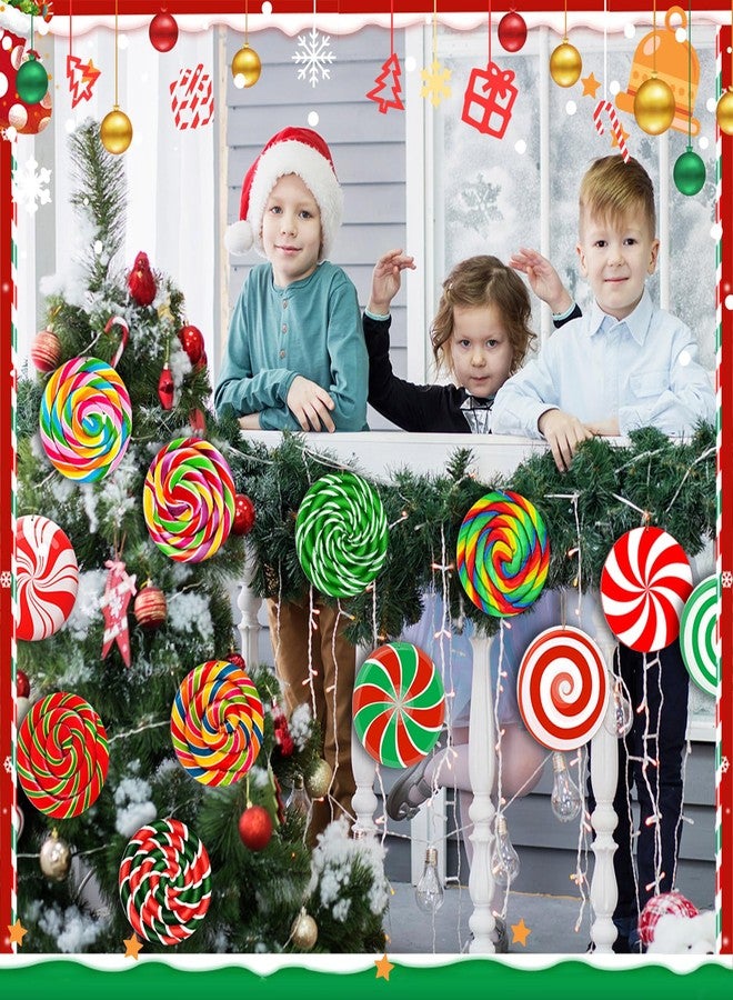 Soaoo 36 Pcs 7.9 Inch Peppermint Candy Christmas Outdoor Decorations Large Hanging Christmas Ornaments Double Sided Xmas Plastic Decor for Xmas Tree Office Home Yard Porch Holiday - Image 2