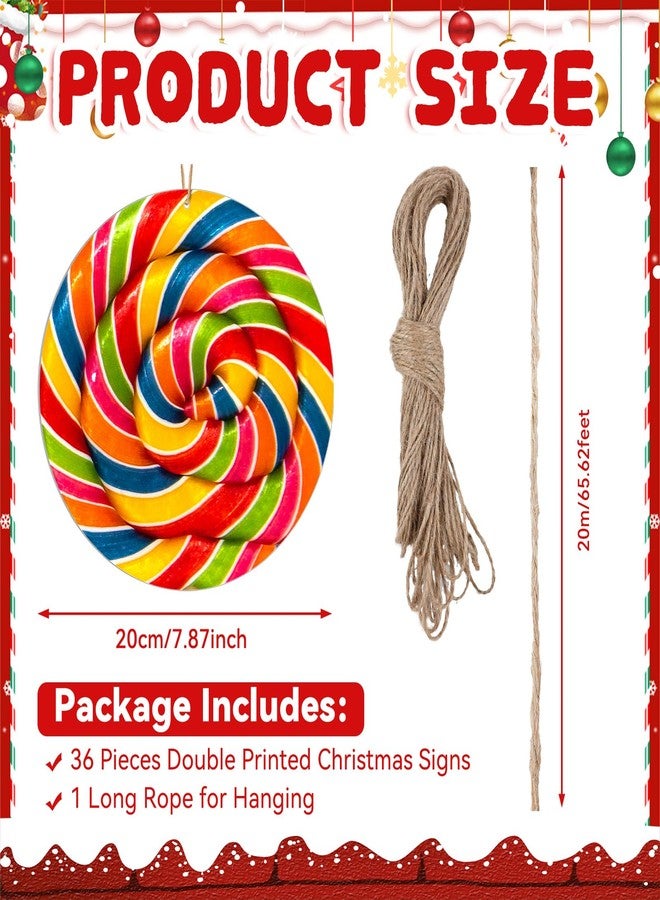 Soaoo 36 Pcs 7.9 Inch Peppermint Candy Christmas Outdoor Decorations Large Hanging Christmas Ornaments Double Sided Xmas Plastic Decor for Xmas Tree Office Home Yard Porch Holiday - Image 4