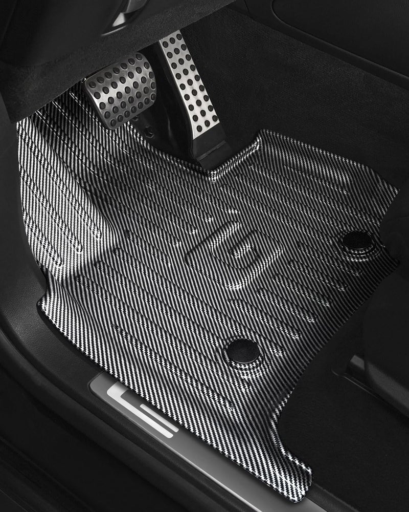 IKABEVEM Carbon Fiber Pattern Floor Mats for Mercedes-Benz G Class 2019-2025 G500 G550 G580 AMG G63 All Weather Protection Car Mats 1st & 2nd Row Luxury Full Set Floor Liners 3-pc, Silver - Image 2